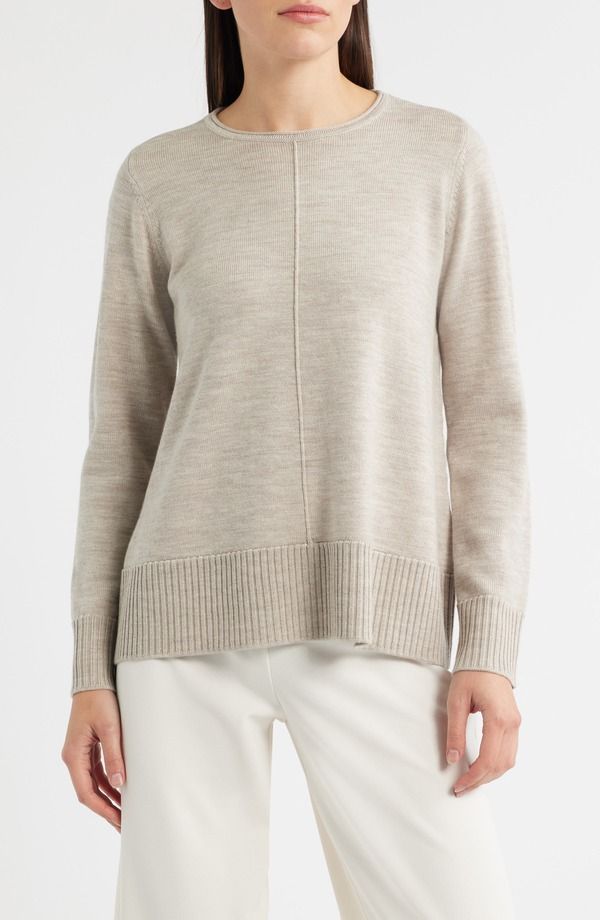 エイリーンフィッシャー レディース アウター パーカー・スウェット クルーネック ウール セーター Eileen Fisher Crewneck Wool Sweater Maple Oat