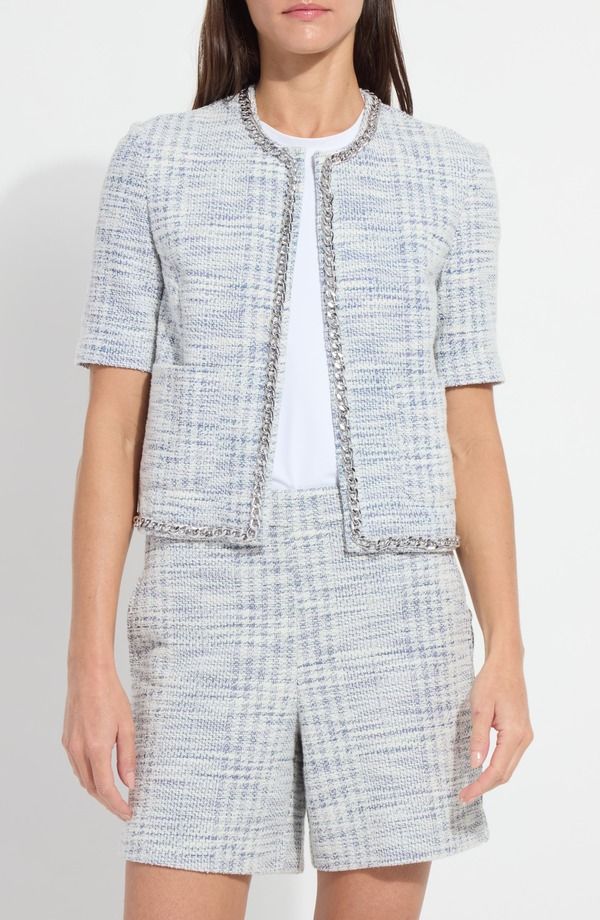 リジー レディース アウター ジャケット・ブルゾン ツイード Lysse Lily Short Sleeve Summer Tweed Jacket Azzurro Tweed