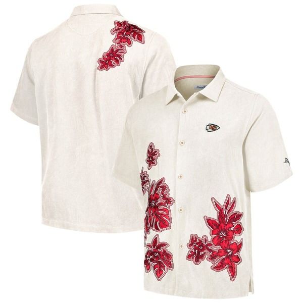 トッミーバハマ メンズ トップス シャツ Mens Tommy Bahama Cream Kansas City Chiefs Hibiscus Camp ButtonUp Shirt Cream クリーム