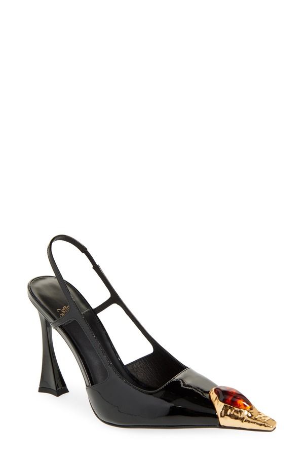 ジェフリー キャンベル レディース シューズ パンプス Jeffrey Campbell Sorcerer Pointed Toe Slingback Pump Black Patent Gold Brown ブラック