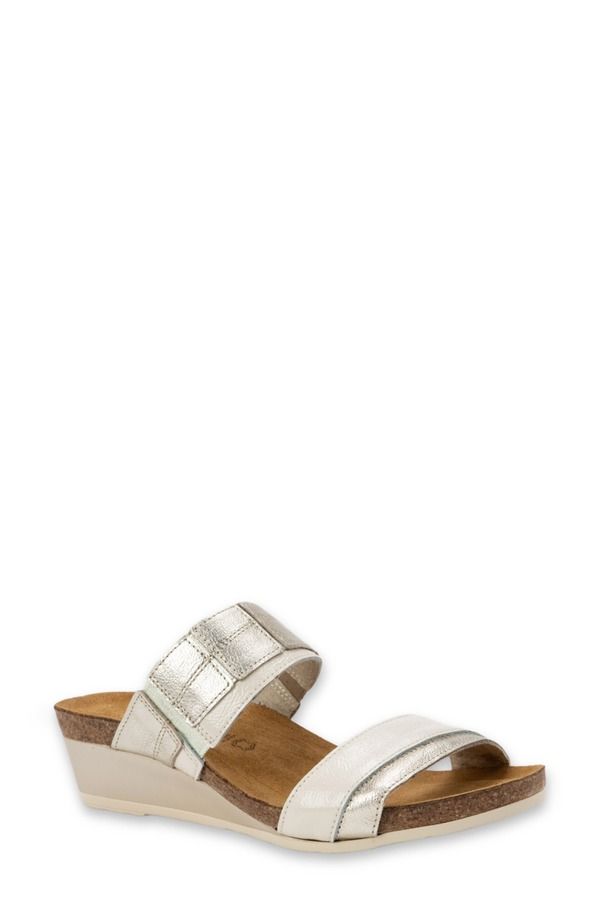ナオト レディース シューズ ヒール サンダル Naot Royalty Slide Sandal Radiant Gold Ivory Crinkle アイボリー