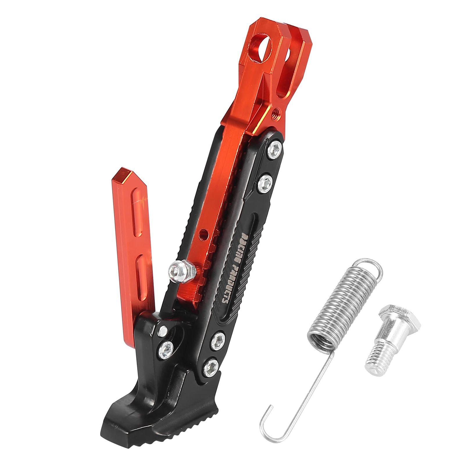 新品 Motoforti オートバイのキックスタンド サイドサポートスタンド 調整ホルダーキット フットサイドスタンド CNCアルミニウム合金 オレンジ