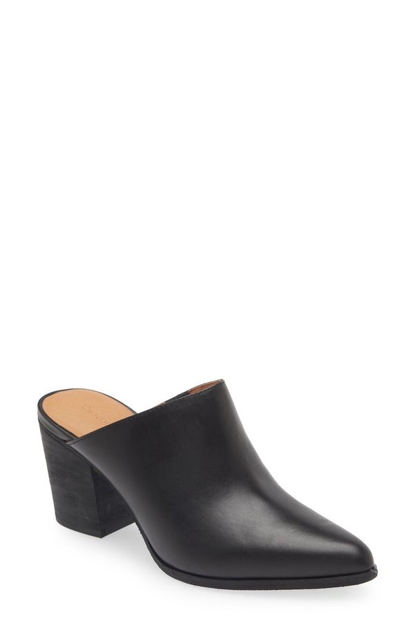 ショコラブルー レディース シューズ ヒール Chocolat Blu Emery Pointed Toe Mule Black Leather ブラック