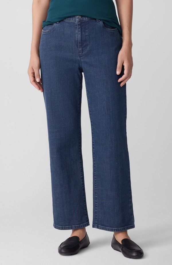 エイリーンフィッシャー レディース ボトムス デニムパンツ ストレート アンクル ジーンズ Eileen Fisher Ankle Straight Leg Jeans Medium Indigo インディゴ