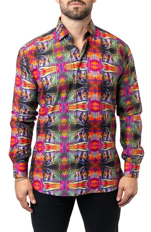 マセオ メンズ トップス シャツ コットン Maceoo Fibonacci Benjamin 68 Cotton ButtonUp Shirt Orange オレンジ