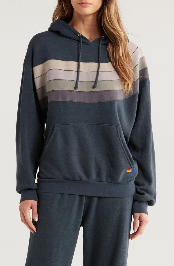 アヴィエイターネイション レディース アウター パーカー・スウェット Aviator Nation Wave Stripe 4 Hoodie CharcoalCharcoal チャコール