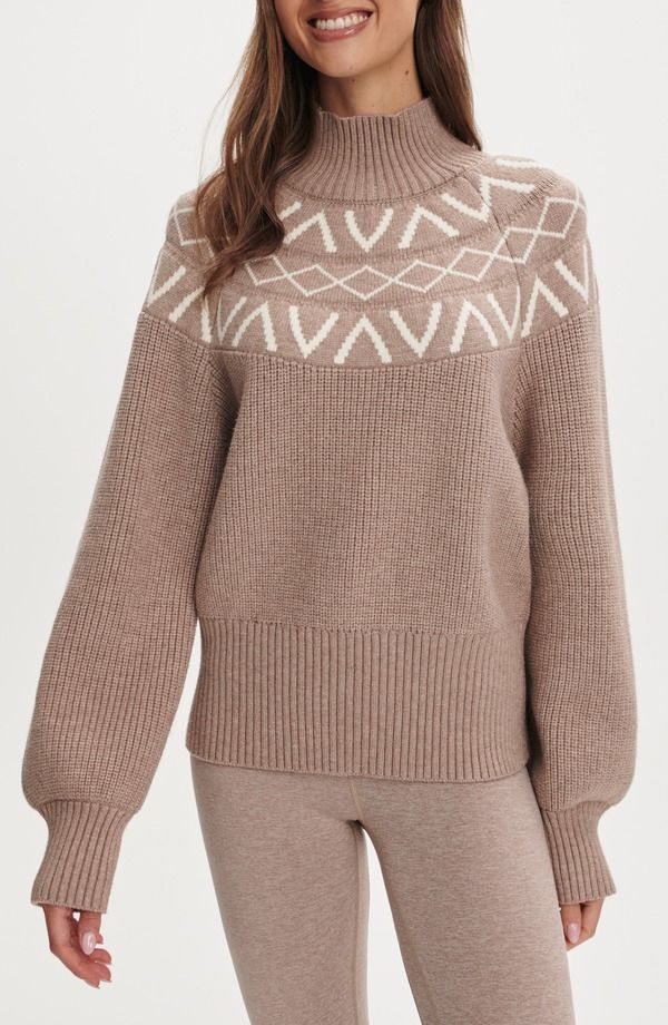 バーレイ レディース アウター パーカー・スウェット モックネック セーター Varley Marcie Fair Isle Mock Neck Sweater Lightaupe Marl マール
