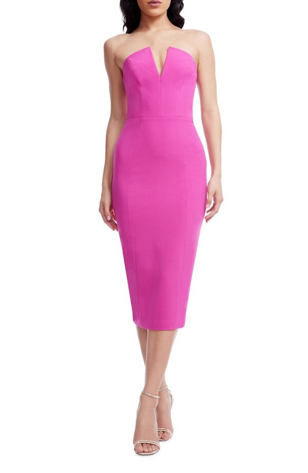 ドレスザポプレーション レディース トップス ワンピーストラップレス Dress the Population Perla Strapless Dress Bright Fuchsia フューシャ