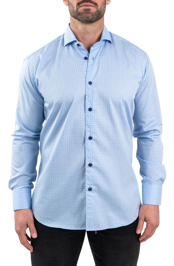 マセオ メンズ トップス シャツ Maceoo Einstein Jacqpointsquare Blue ButtonUp Shirt Blue ブルー