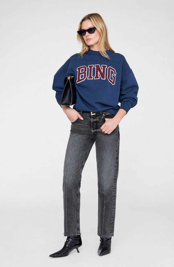 アニービン レディース アウター パーカー・スウェット シャツ ANINE BING Trenton Sweatshirt Washed Navy ネイビー