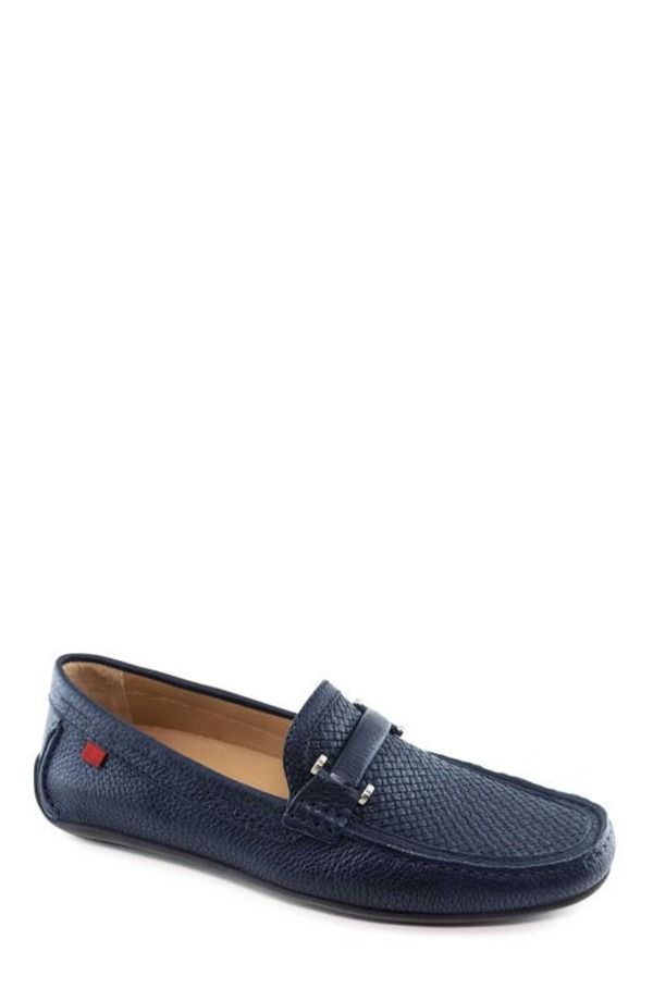 マークジョセフニューヨーク メンズ シューズ スリッポン・ローファー レザー Marc Joseph New York Bryant Park Leather Weave Driver Loafer Navy Grainy ネイビー