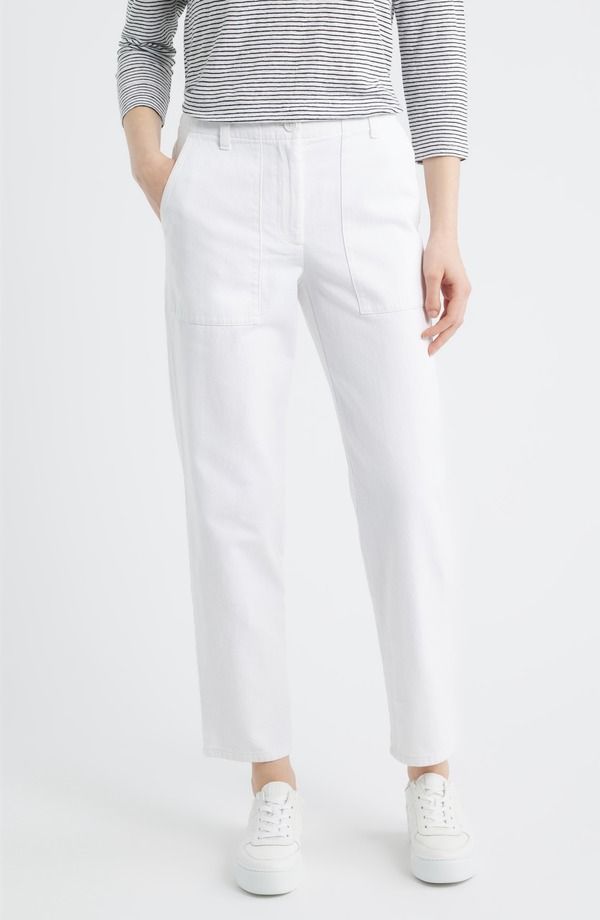 エイリーンフィッシャー レディース ボトムス レギンス パンツ コットン Eileen Fisher Easy Tapered Organicotton Pants White ホワイト