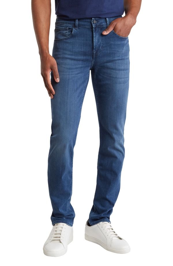 セブンフォーオールマンカインド メンズ ボトムス デニムパンツ スリムフィット ジーンズ 7 For All Mankind Slimmy Slim Fit Jeans Mid Blue ブルー