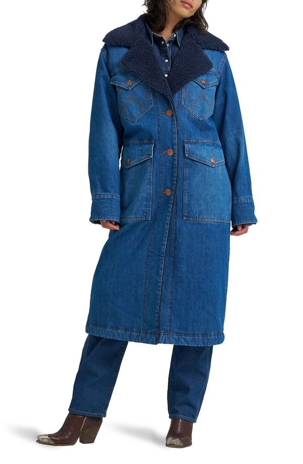 ラングラー レディース ボトムス デニムパンツ コート Wrangler Wrange Denim Coat Sparkle Blue ブルー