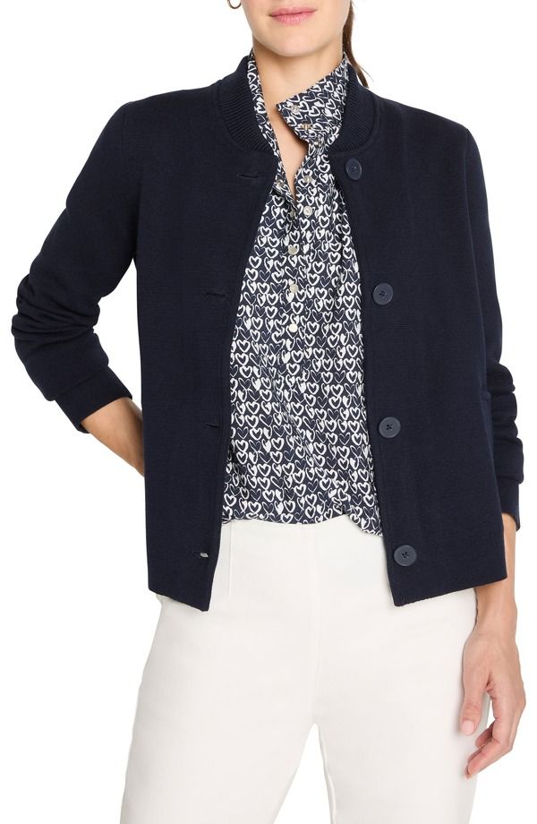 ニックプラスゾーイ レディース アウター ジャケット・ブルゾン ニット NICZOE Knit Bomber Jacket Dark Indigo インディゴ