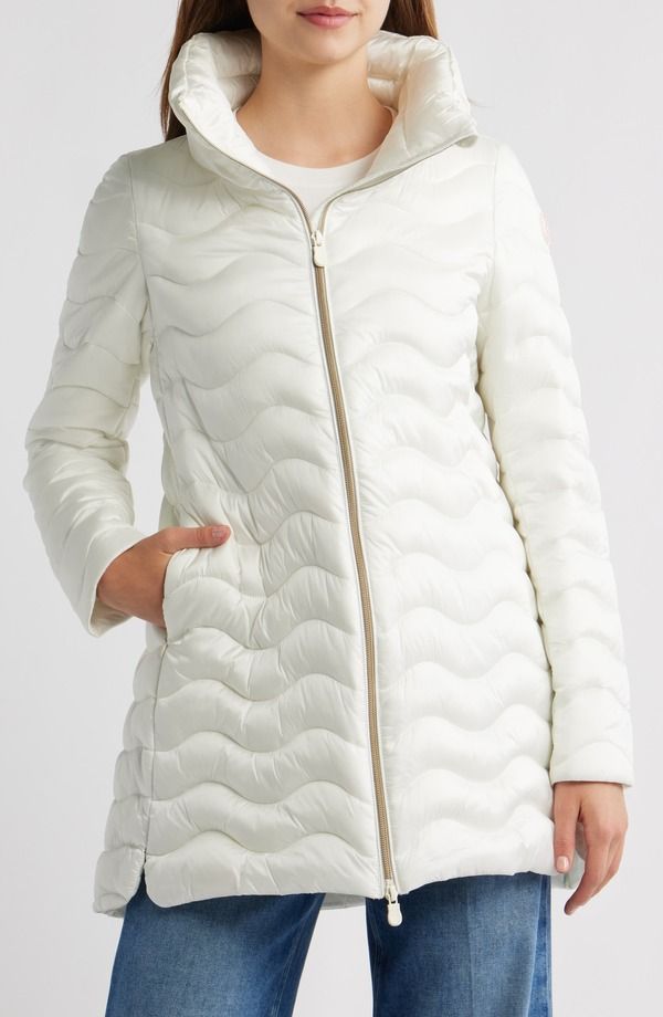 セイブ ザ ダック レディース アウター ジャケット・ブルゾン キルティング Save The Duck Livette Wavy Quilted Waterepellent Puffer Jacket Off White オフホワイト 37,570円