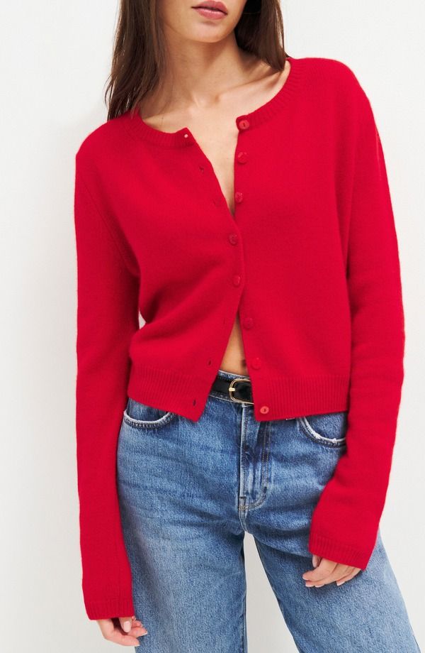 リフォーメーション レディース アウター パーカー・スウェット カーディガン Reformation Clara Cashmere Crew Cardigan Cherry