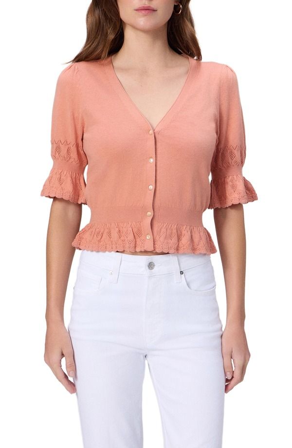 ペイジ レディース アウター パーカー・スウェット セーター シルク コットン PAIGE Vetra Cotton Silk Blend Sweater Peach Tea ピーチ