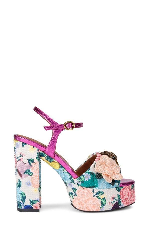 カートジェイガーロンドン レディース シューズ サンダル プラットフォーム アンクル Kurt Geiger London Kensington Ankle Straplatform Sandal White Floral Multi ホワイト