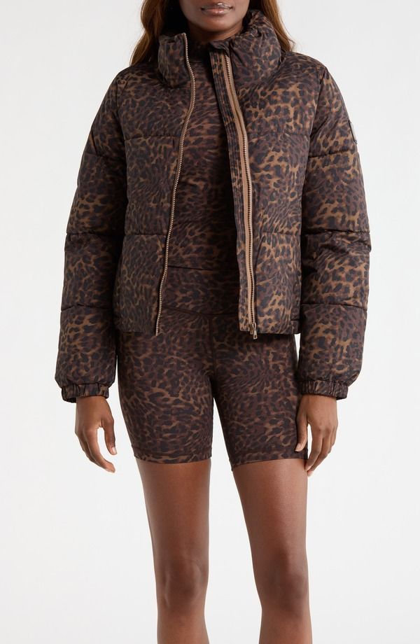 エムピージー レディース アウター ジャケット・ブルゾン プリント MPG Wateresistant Leopard Print Puffer Jacket Caribou Leopard アニマル