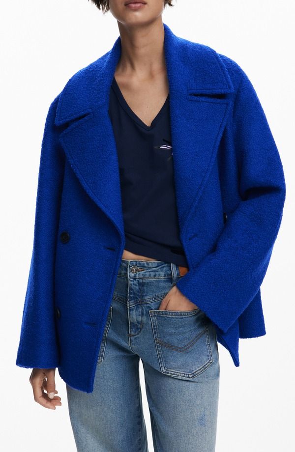 デジグアル レディース アウター ジャケット・ブルゾン コート Desigual Double Breasted Coat Klein Blue ブルー