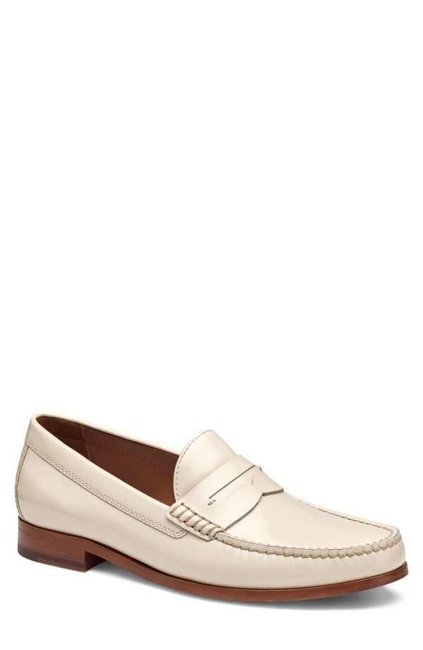 ジョンストンアンドマーフィー メンズ シューズ ローファー Johnston Murphy Baldwin Penny Loafer Ivory Brush Offull Grain アイボリー