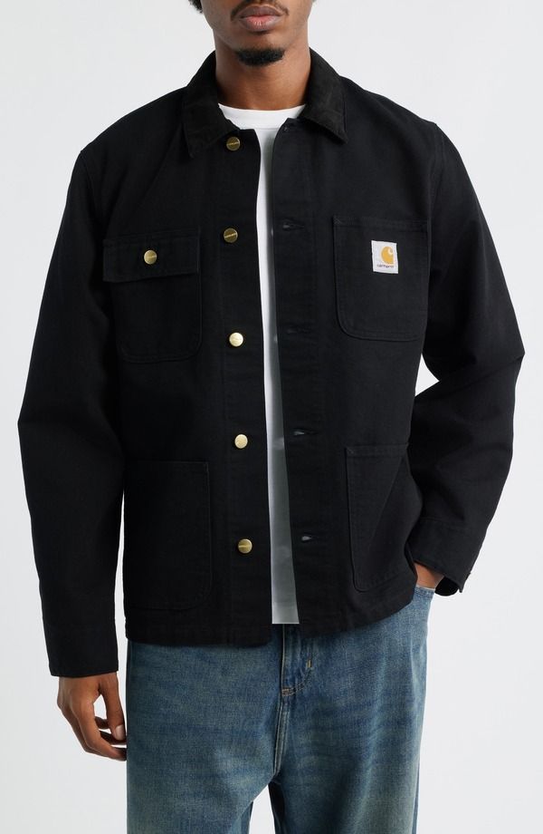 カーハート メンズ アウター ジャケット・ブルゾン コート Carhartt Work In Progress Michigan Canvas Coat Black Black Rinse ブラック