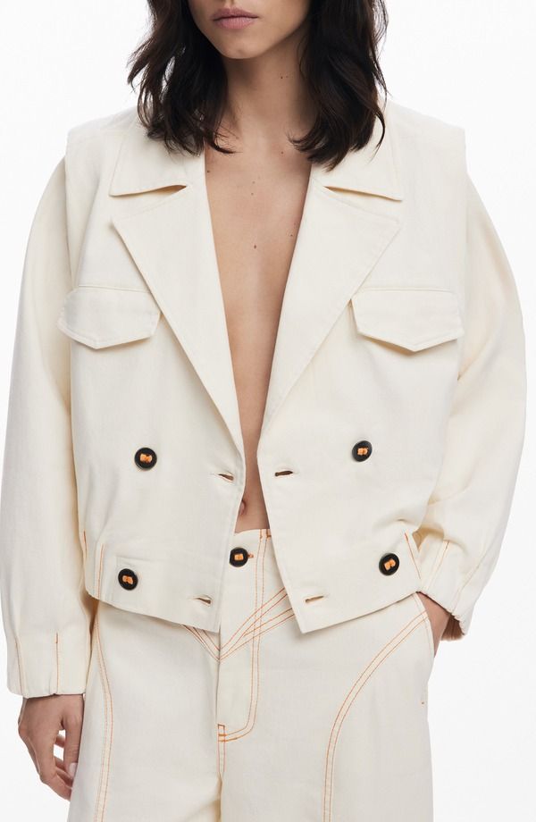 デジグアル レディース アウター ジャケット・ブルゾン Desigual Double Breasted Crop Jacket Light Beige ベージュ