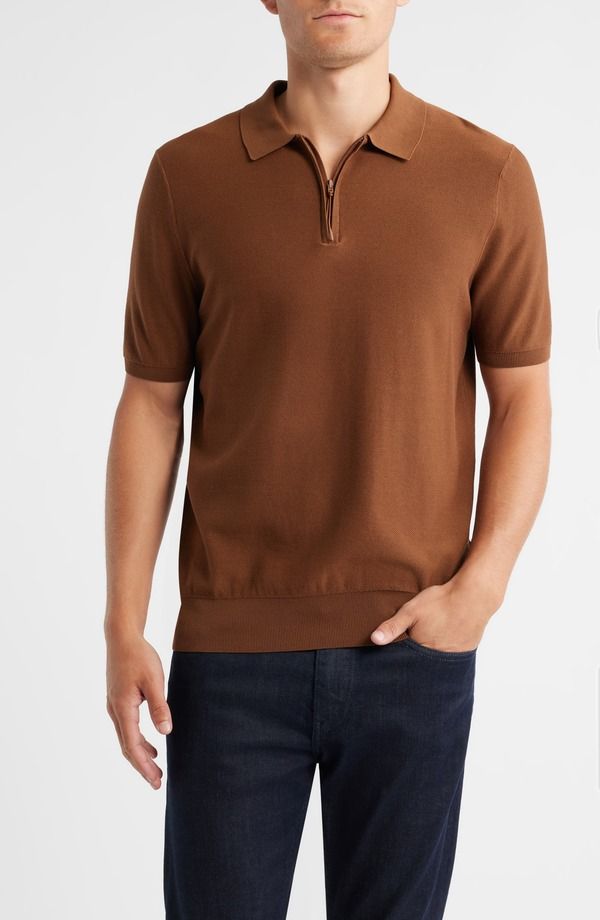 ボス メンズ トップス ポロシャツ BOSS Imartino Piqu Zipolo Medium Brown ブラウン