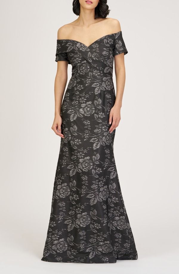 ジェイエスコレクションズ レディース トップス ワンピース フラワー柄 フラワー JS Collections Rosalina Floral Jacquard Mermaid Gown Black Silver ブラック 42,770円