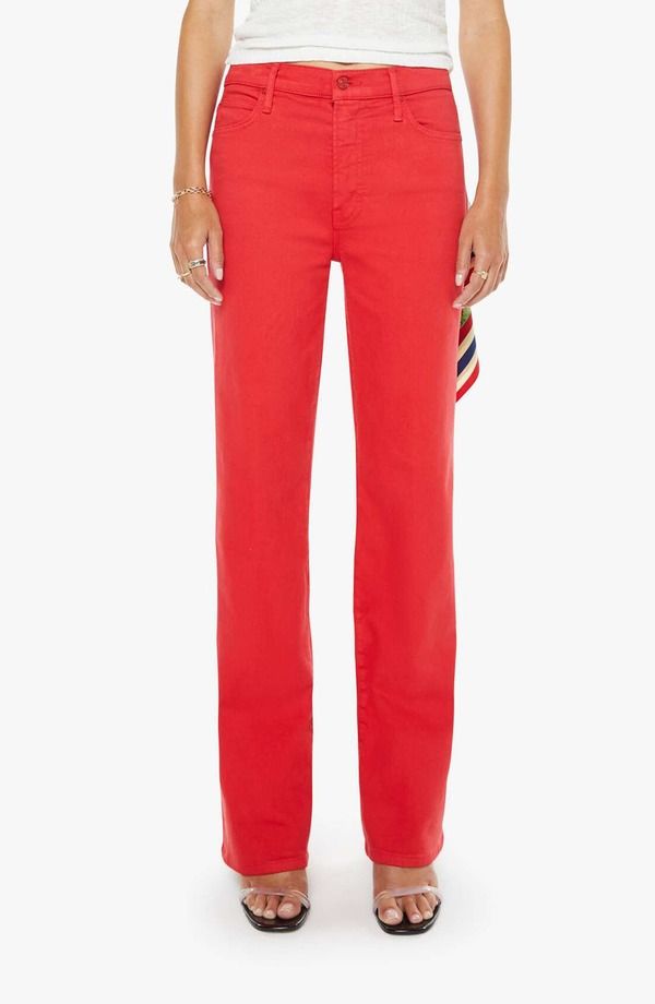 マザー レディース ボトムス デニムパンツ ストレート ハイウエスト ジーンズ MOTHER The Kick It High Waistraight Leg Jeans Tango Red レッド