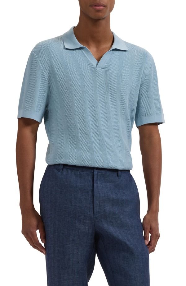 ブガッチ メンズ アウター パーカー・スウェット セーター コットン Bugatchi Johnny Collar Basket Stitch Cotton Blend Short Sleeve Sweater Ether
