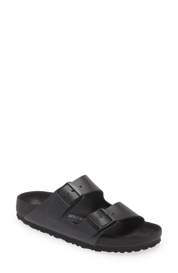 ビルケンシュトック レディース シューズ サンダル レザー Birkenstock Arizona Exquisite Leather Slide Sandal Black ブラック