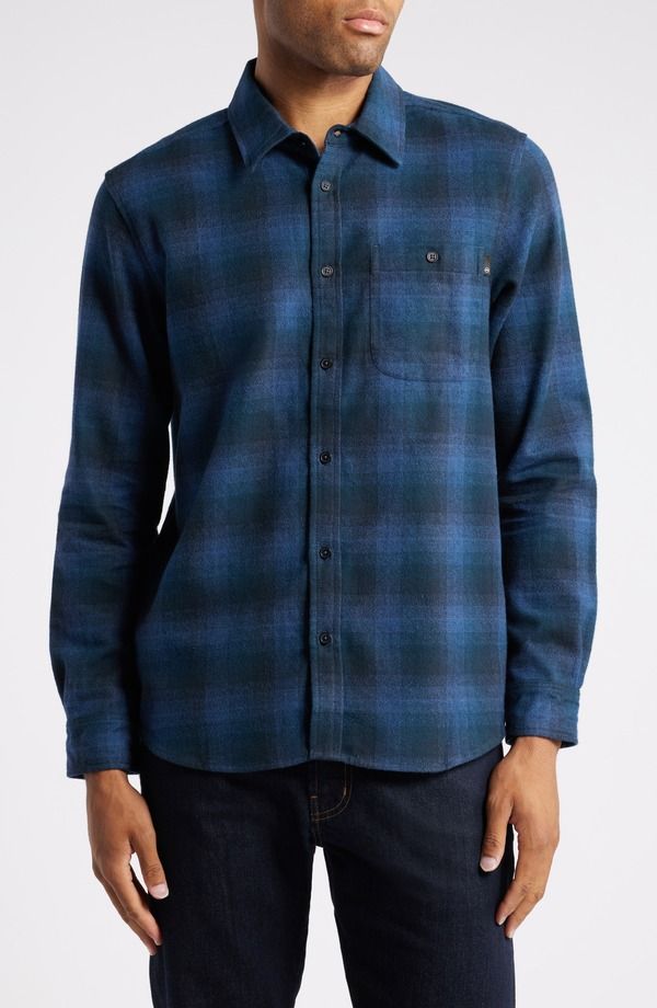 エージー メンズ トップス シャツ コットン AG Aiden Plaid Cotton ButtonUp Shirt Gradient Plaid Navy Multi ネイビー