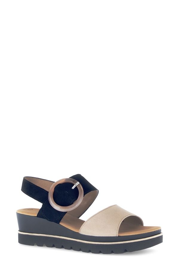 ガボール レディース シューズ サンダル Gabor Strappy Slingback Wedge Sandal Black ブラック