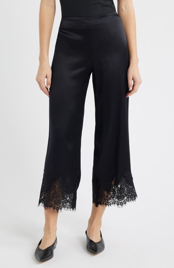リフォーメーション レディース ボトムス レギンス シルク レース Reformation Carolina Silk Lace Hem Pant Black ブラック 41,470円
