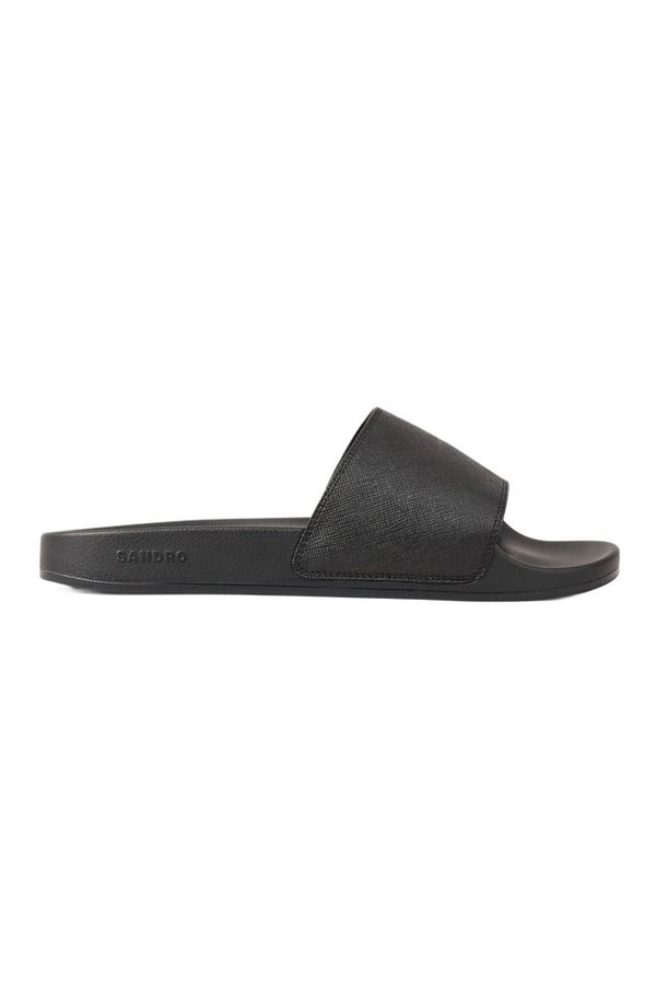 サンドロ メンズ シューズ サンダル レザー SANDRO Sandals with sustainableather Black ブラック