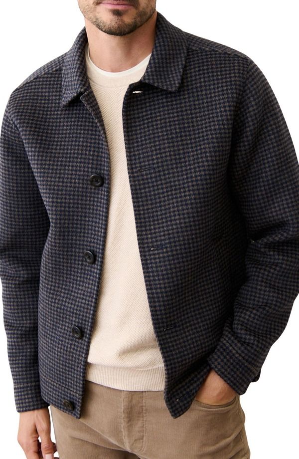 マリーン レイヤー メンズ アウター ジャケット・ブルゾン Marine Layer Luca Felted Houndstooth Jacket Navy Taupe Houndstooth ネイビー
