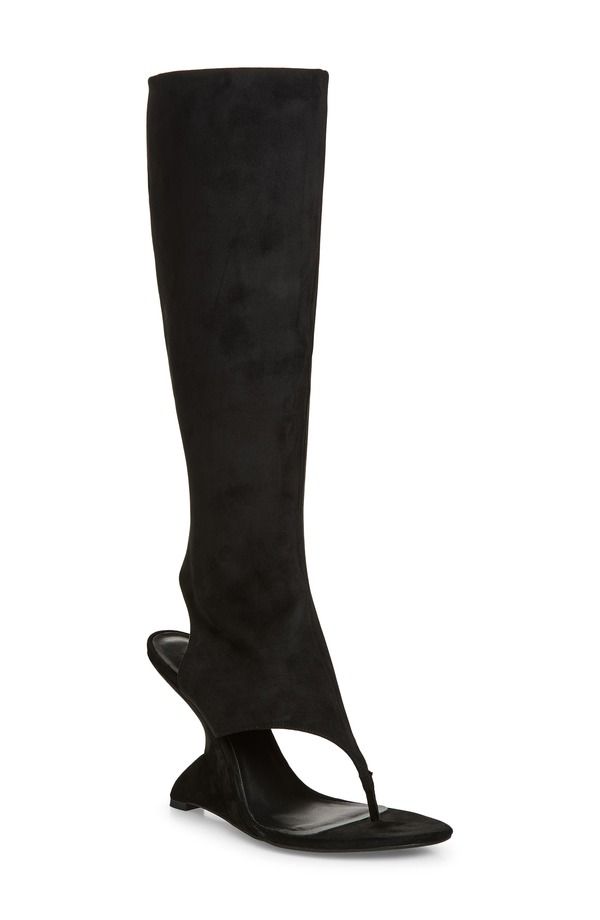 ジェフリー キャンベル レディース シューズ サンダル ブーツ Jeffrey Campbell WhatsUp Knee High Sculpted Wedge Sandal Boot Black Suede ブラック 43,080円
