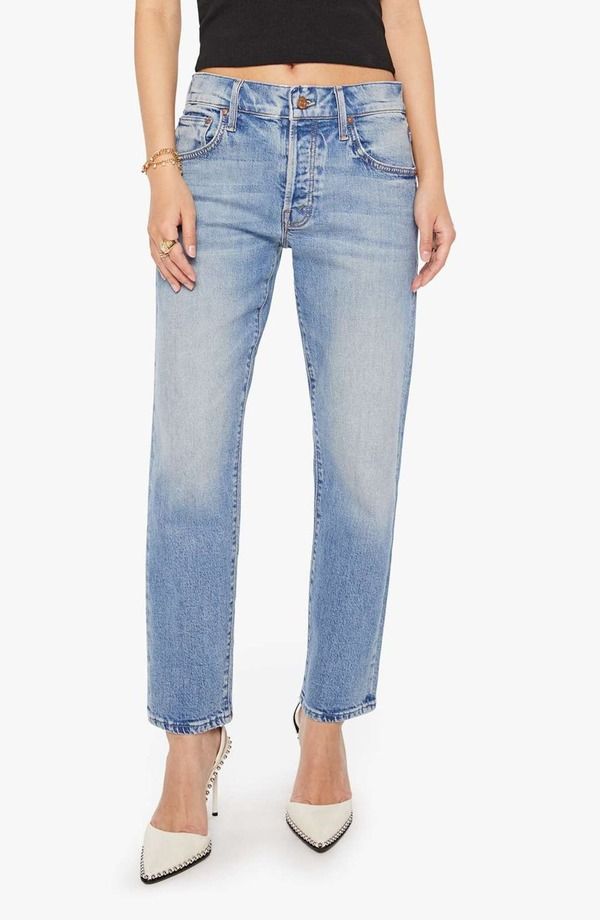マザー レディース ボトムス デニムパンツ ストレート ジーンズ MOTHER Lil Hiker Hover Mid Rise Slim Straight Leg Jeans Fight For Youright