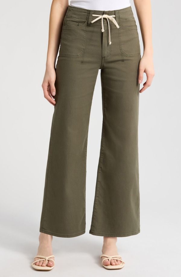ペイジ レディース ボトムス レギンス ワイドレッグ パンツ PAIGE Ari Drawstring Wide Leg Pants Vintage Forester Green グリーン