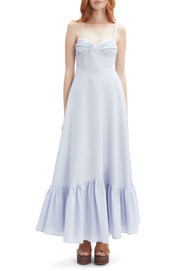 バードット レディース ボトムス カジュアルパンツ マキシワンピース リネン マキシ Bardot Marian Linen Blend Maxi Dressoft Blue ブルー