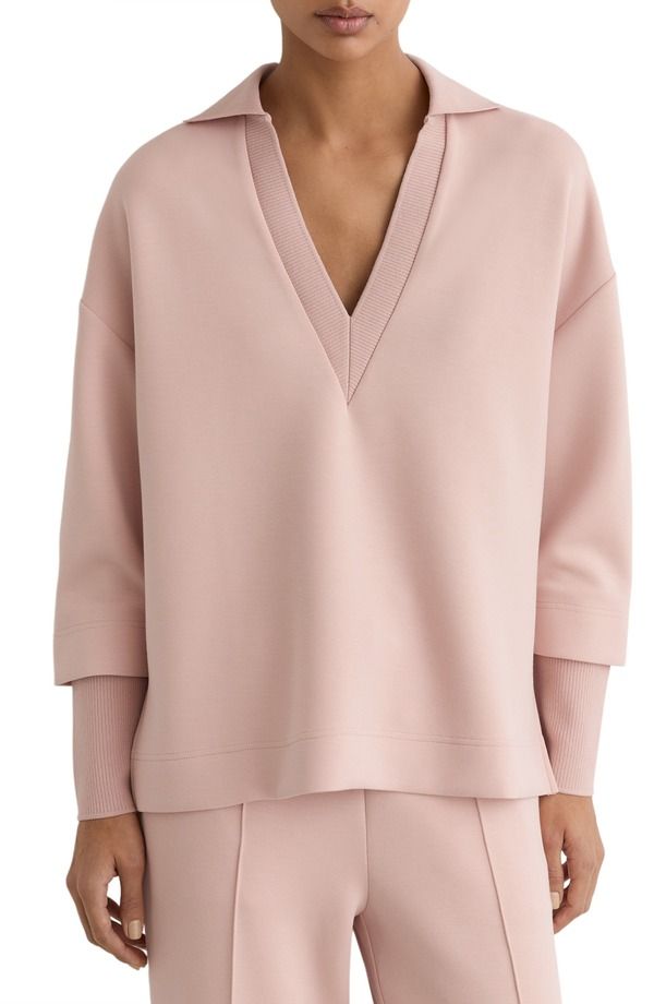 レイス レディース アウター パーカー・スウェット シャツ Reiss Bernie Johnny Collar Sweatshirt Pale Pink ピンク