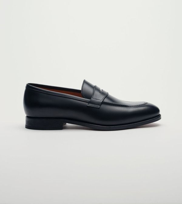 ジャック アーウィン メンズ シューズ ワンピース レザー ローファー Jack Erwin Luke Leather Dress Penny Loafer Black Full Grain ブラック