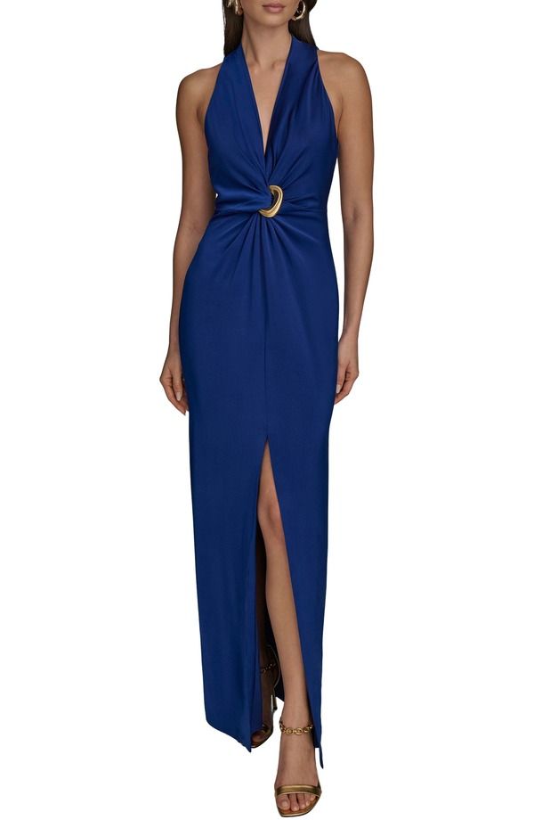 ダナ キャラン ニューヨーク レディース トップス ワンピース ノースリーブ Donna Karanew York Twisted Sleeveless Gown Sapphire Sap サファイア