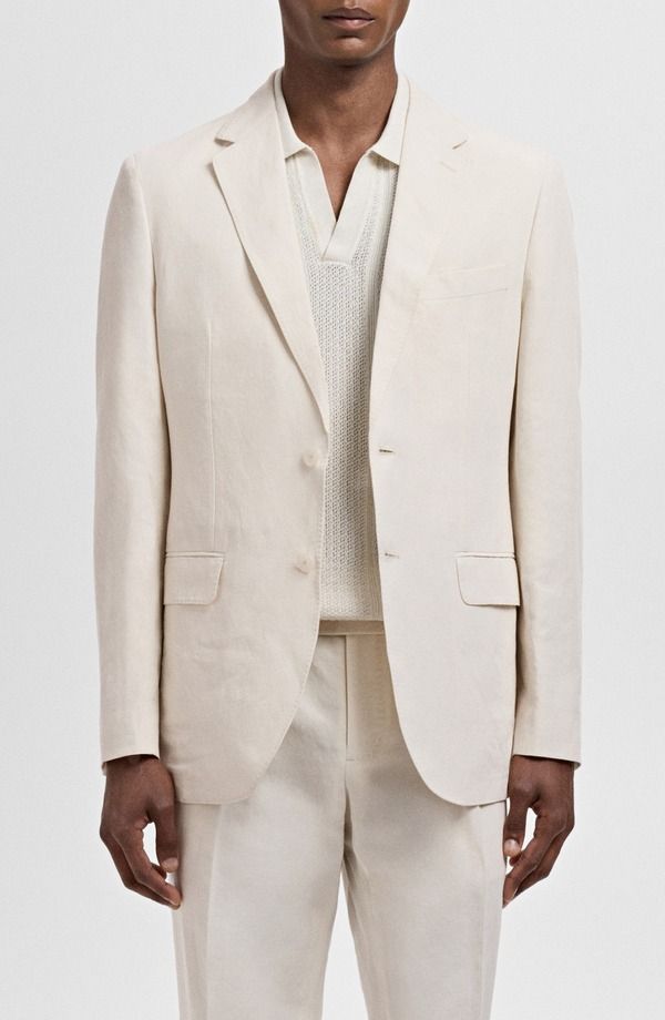 マンゴ メンズ アウター ジャケット・ブルゾン スリムフィット ブレザー MANGO Slim Fit Suit Blazer Ecru エクリュ