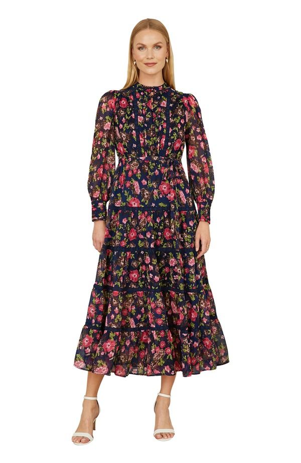 ユミキム レディース トップス ワンピース レーストリム プリント レース マキシ Yumi Blossom Print Lace Trimaxi Dress Navy ネイビー