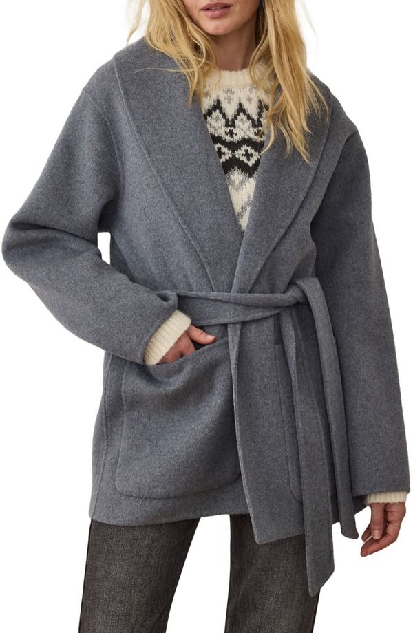マリーン レイヤー レディース アウター ジャケット・ブルゾン ウール Marine Layer Colette Belted Wool Blend Jacket Medium Grey Heather グレー