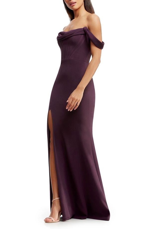 ドレスザポプレーション レディース トップス ワンピース Dress the Population Melania Off the Shoulder Gown Midnight Plum プラム 43,080円