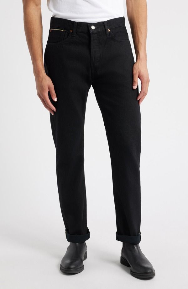 エドウィン メンズ ボトムス デニムパンツ ストレート ジーンズ EDWIN Straight Leg Jeans Black Wet ブラック